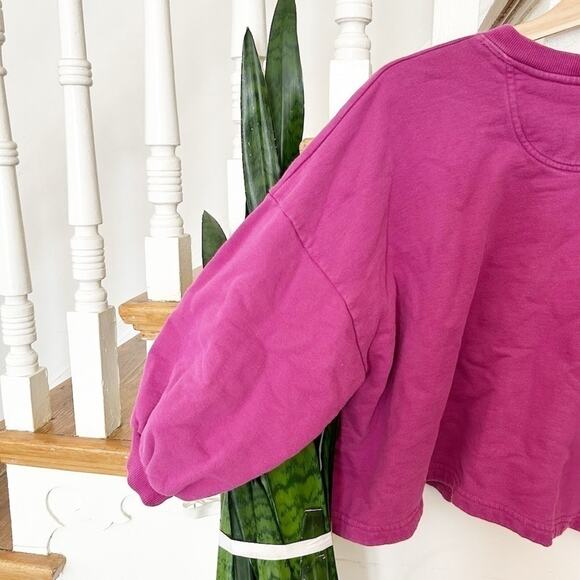 Rebecca Minkoff Dark Pink French Terry Cotton Balloon Sleeve Sweatshirt Size XS - Picture 4 of 6